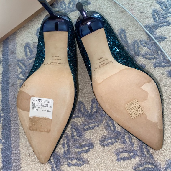 Jimmy Choo Peacock/Navy Romy 100 Glitter Ombré Heels - Picture 7 of 11